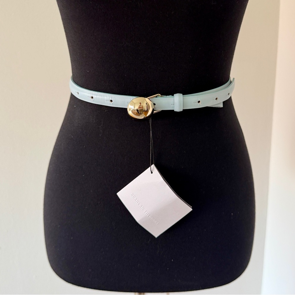 Scanlan Theodore Gold Dome Italian Leather TRIM BELT 1.5 Pale Blue - XS